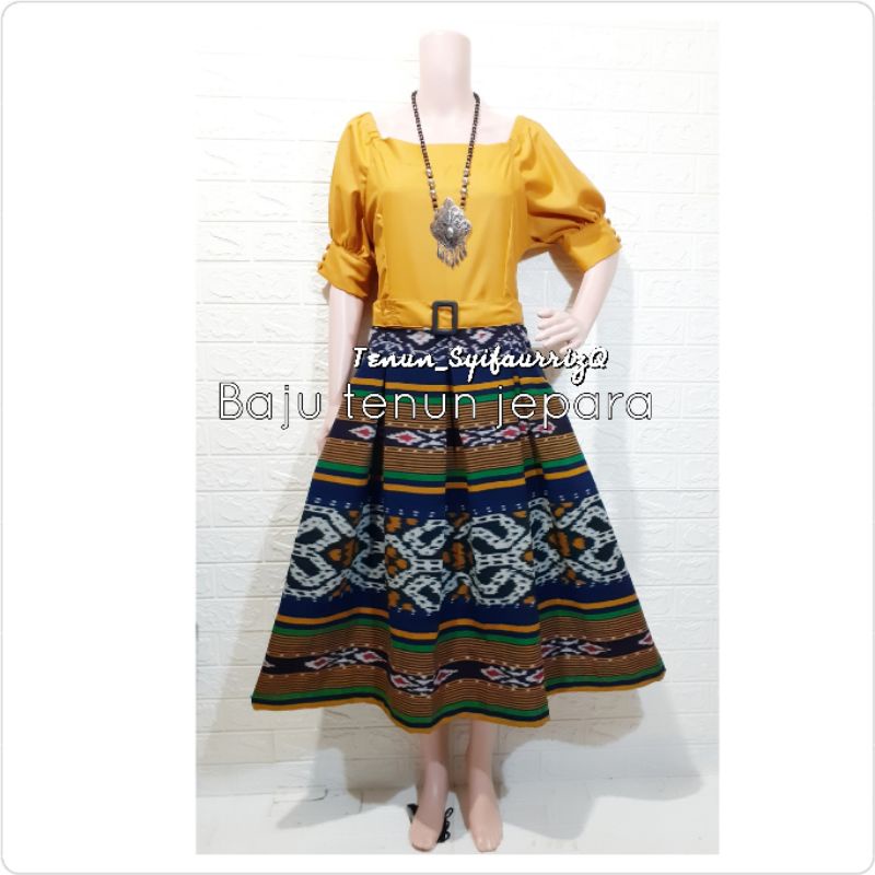 Dress pesta baju tenun tricod baju tenun jepara DTB150