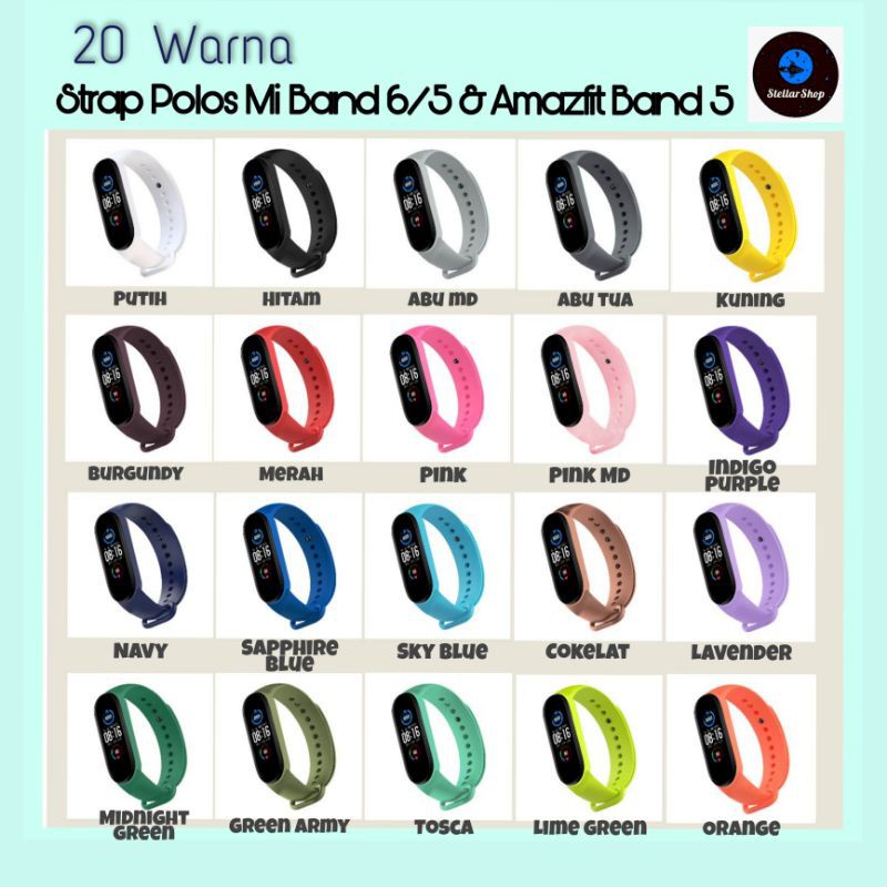 Strap Mi Band 5/6 dan Amazfit Band 5 Color Bahan TPU Soft dan Elastis