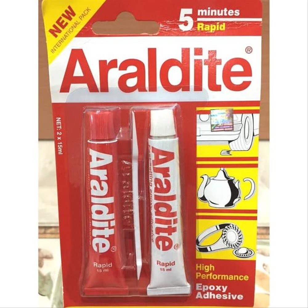 ARALDITE Merah 5 Menit Lem Besi Epoxy Rapid Minutes Adhesive 30 ml