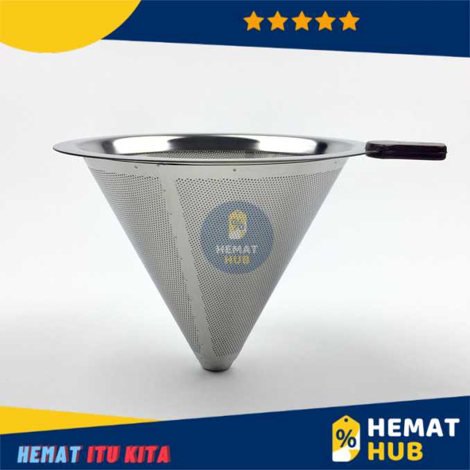 V60 Dripper Filter Stainless Steel Cone Paperless Coffee Alat Penyaring Drip Kopi Manual