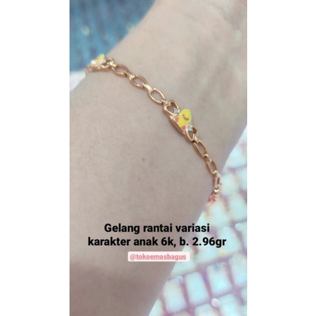 gelang rantai emas asli variasi karakter anak k300/6k