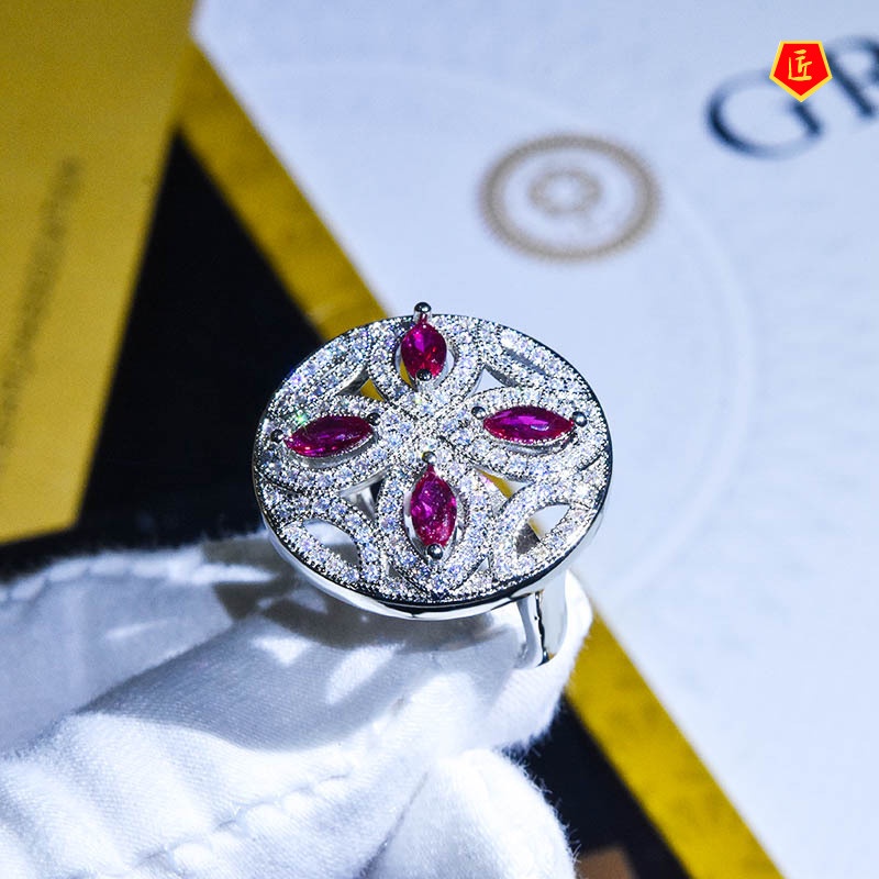 [Ready Stock]Luxury Noble Full Diamond Compass Ring for Women