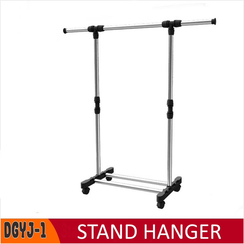 Stand Hanger Single Rak Gantungan / Jemuran Baju Pakaian Single Roda 4 DGYJ-1