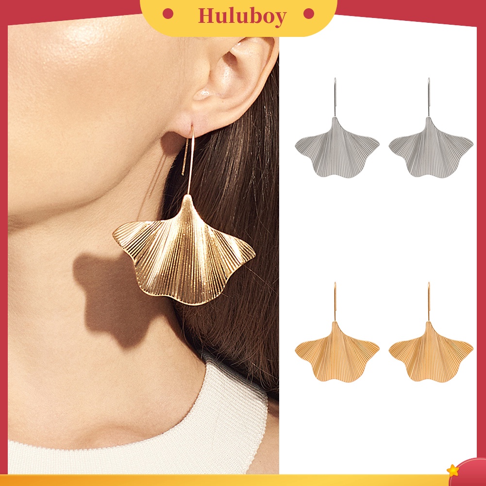 Hu Hu Hu Hu Hu Alat Bantu Pasang Kacamata♡ Anting Kait Gantung Statement Wanita Desain Daun Ginkgo Untuk Pesta
