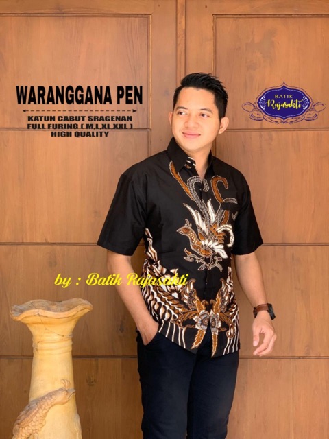 Batik Pria WARANGGANA Katun Cabut Sragenan Full Furing Termurah