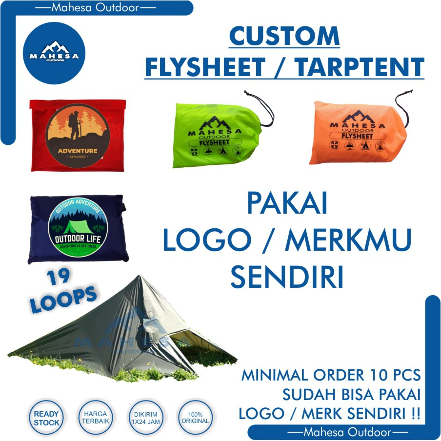 Custom Flysheet Maklon Konveksi Alat Outdoor Tarptent Bushcraft Gear Survival Waterproof Tarp Tent