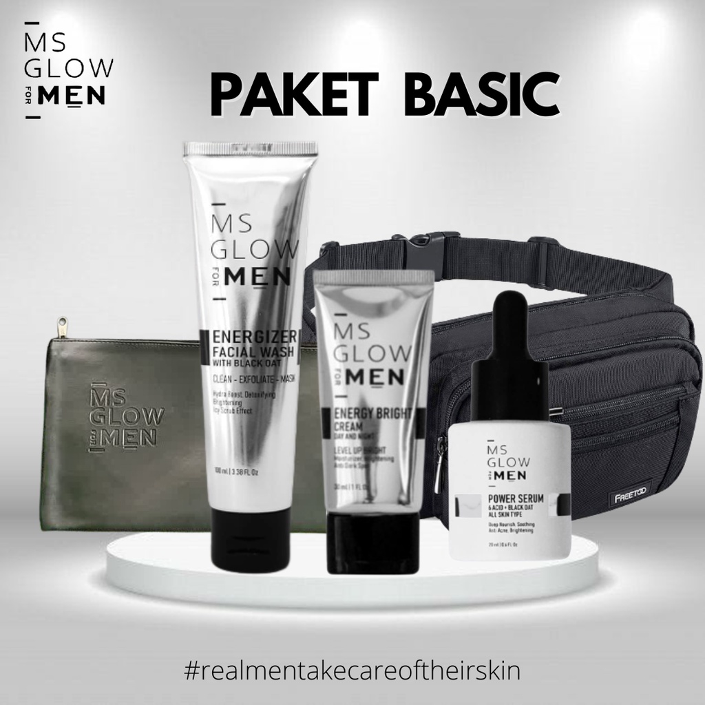MS Glow Men Basic / MS Glow For Men Paket Basic Free Pouch / MS GLOW MEN SKINCARE PRIA