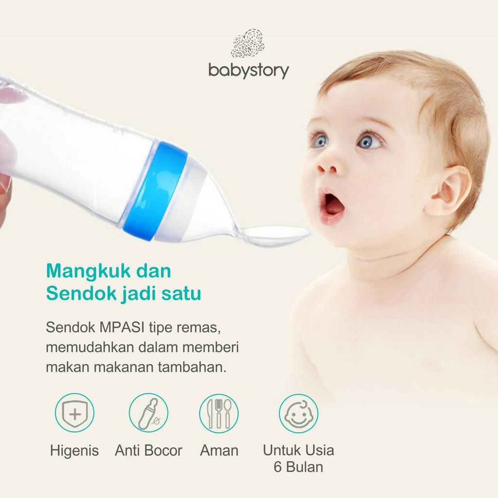 Sendok Botol bayi Sendok Botol Mpasi Silikon 90 ml Sendok botol susu bayi