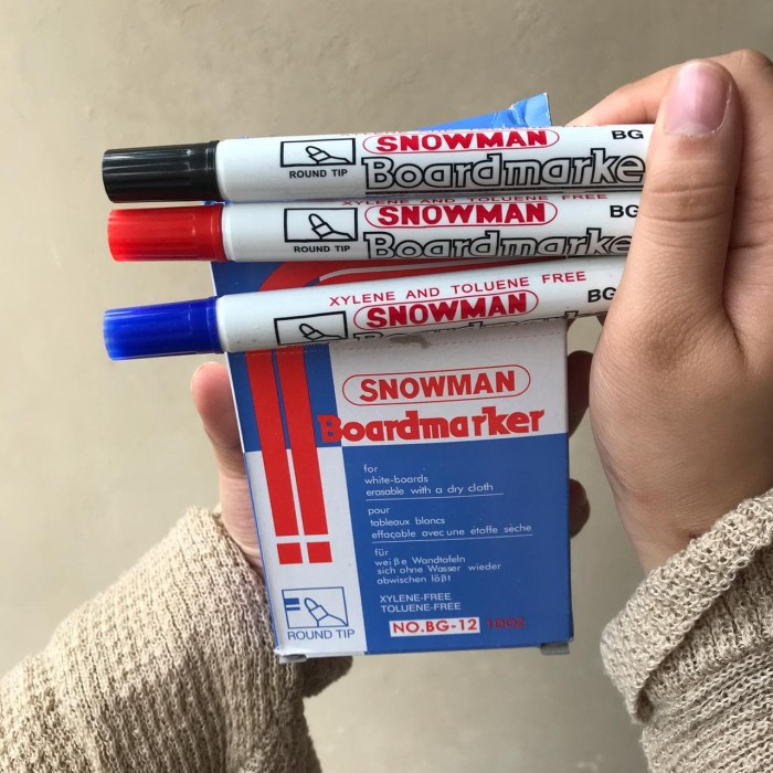 Spidol Snowman Permanen Besar Warna Hitam Merah Biru Sepidol Permanent Marker Asli Original