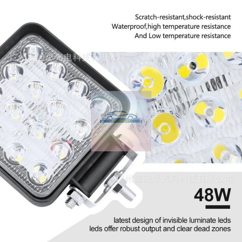 Lampu Tembak Sorot LED Worklight 16Mata  27Watt 12V&amp;24V  Kotak&amp;Bulat Mobil&amp;Motor