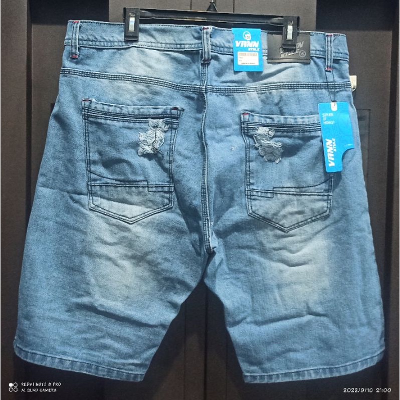 PALING DICARI CELANA JEANS PENDEK PRIA MOTIF ROBEK BLUE BROWN