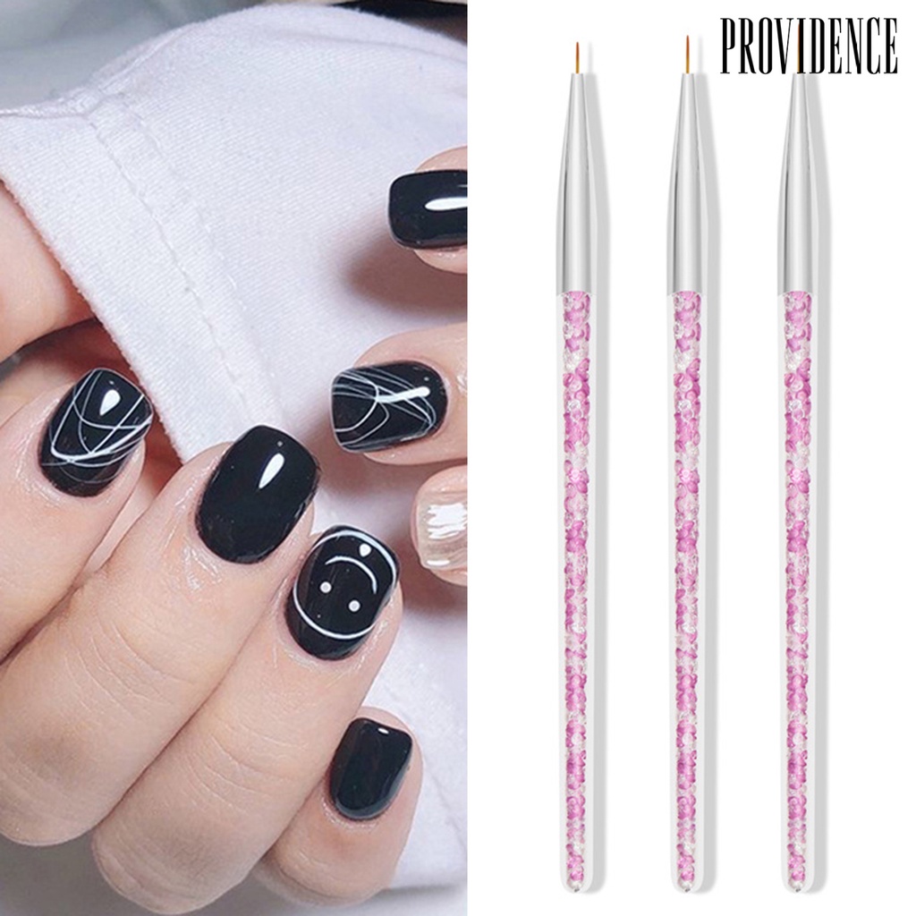 Providence 3pcs / Set Kuas Nail Art Ultra Tipis Bahan Nilon Wol Untuk Hadiah Anak Perempuan