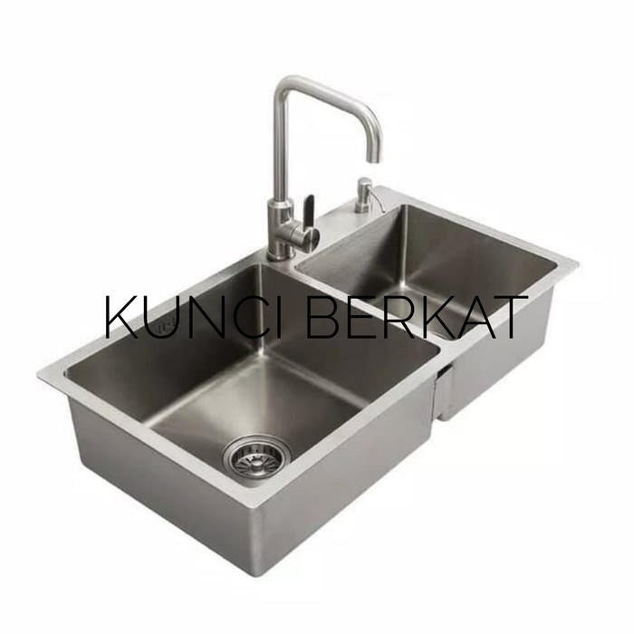 Kitchen sink komplit double/Bak cuci piring/BCP/Kran angsa cr/Sus 304