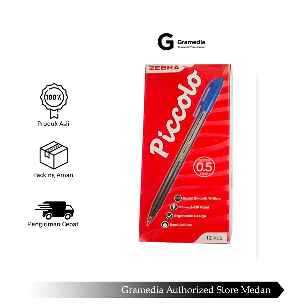 

Gramedia Medan - Zebra Piccolo Semi Gel 0.5Mm Blue Set 12