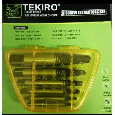 tekiro EX0926 tap balik set 6 pcs screwdriver extractor set 6pcs