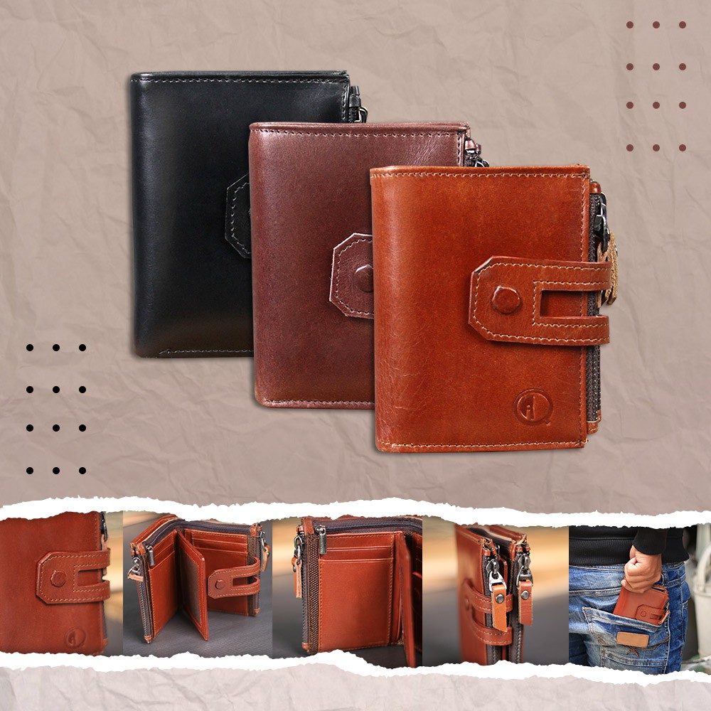 PROMO Dompet Kulit Premium (D004) Gratis Tas Waistbag (Kulit PU)