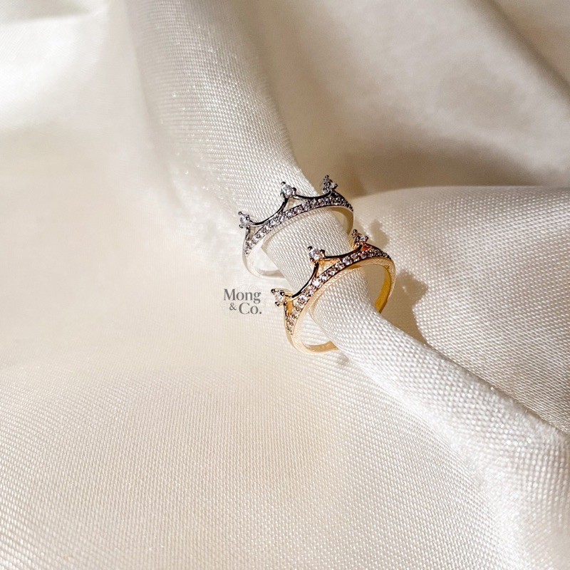 Mong&Co Stephanie Open Ring Adjustable Pinky Ring - Cincin Wanita Crown Mahkota Fashion Korea