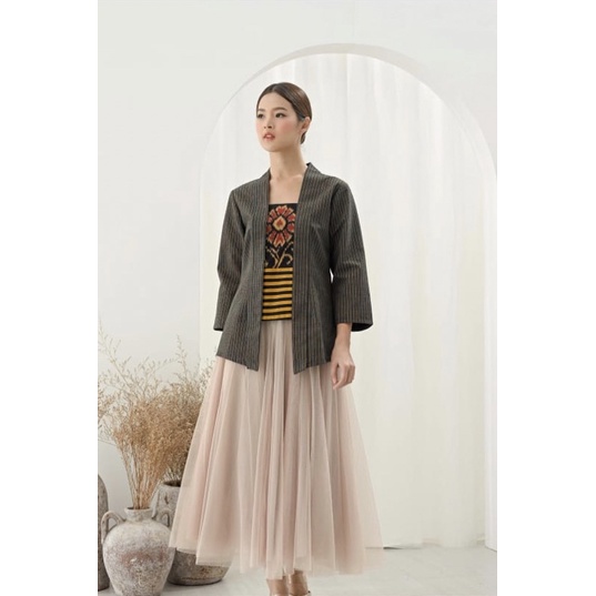 Blouse tenun wanita satu set kutu baru kebaya ethnik baju tenun jepara Blouse wanita jumbo fashion w