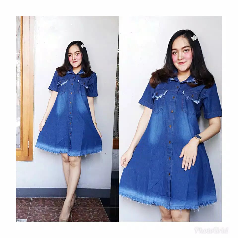 ZARINA DRESS JEANS FASHION WANITA MODEL RAWIS GBM