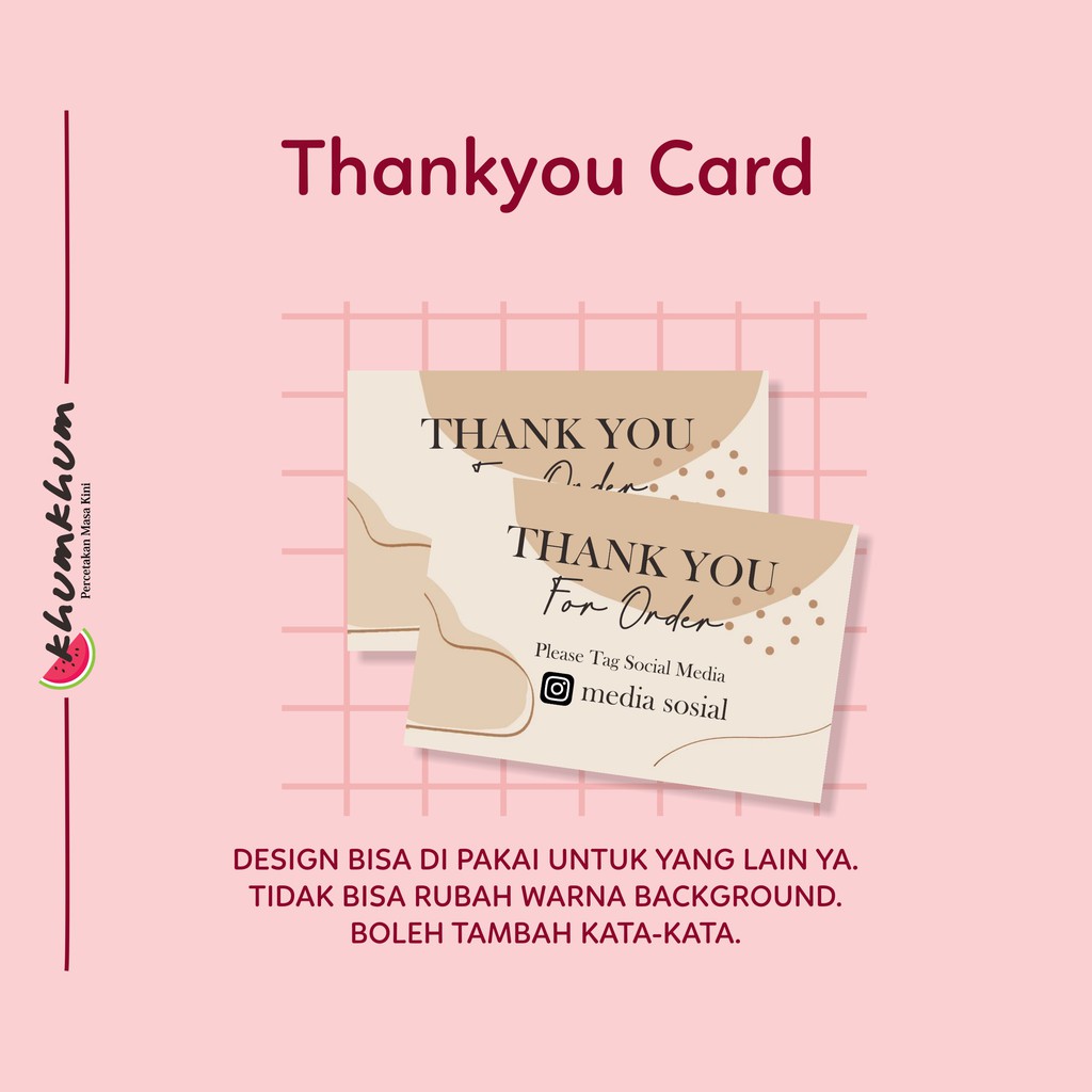 

Thank you card custom kecil r/ thank you card/ thank you card murah / thank you card 9x6cm