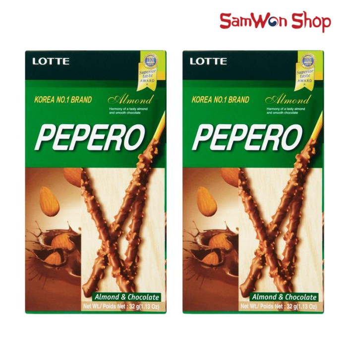 

504Omekho Bundling 2 Pcs - Pepero Almond Stick Biskuit Berlapis Cokelat & Almond Jy60Jhh