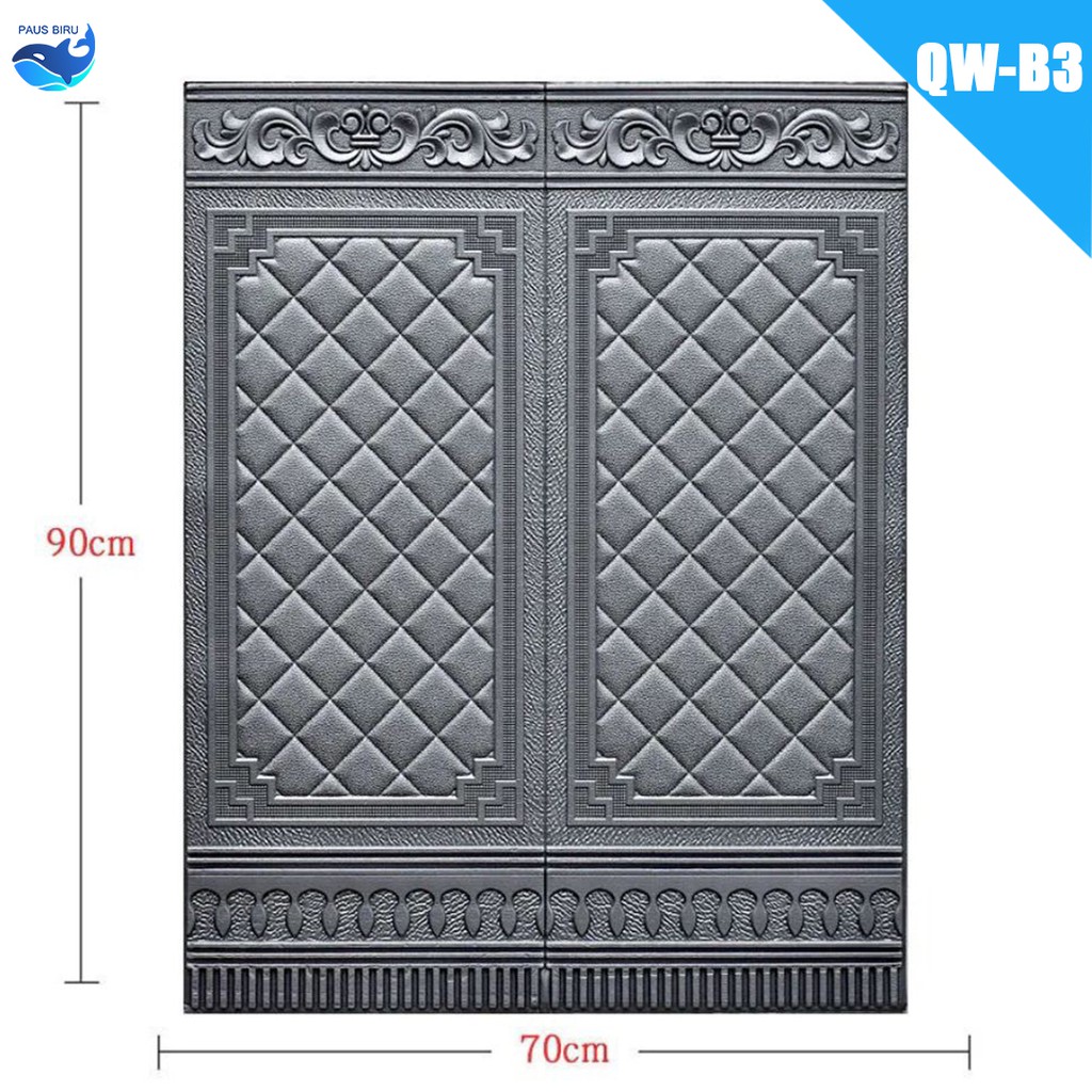 Wallpaper Dinding 3D Foam Motif PINTU BATIK 70x90 CM-ABU B3