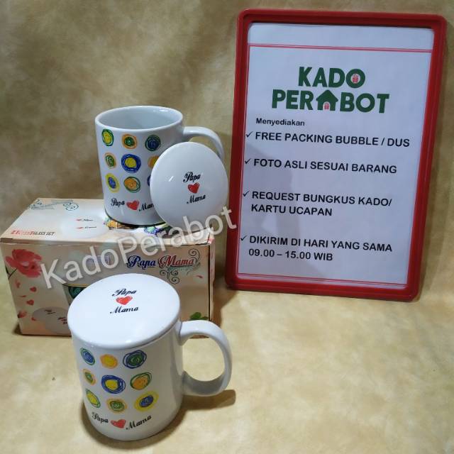 Kado Mug Tutup Papa Mama Isi 2Pcs Mega Store