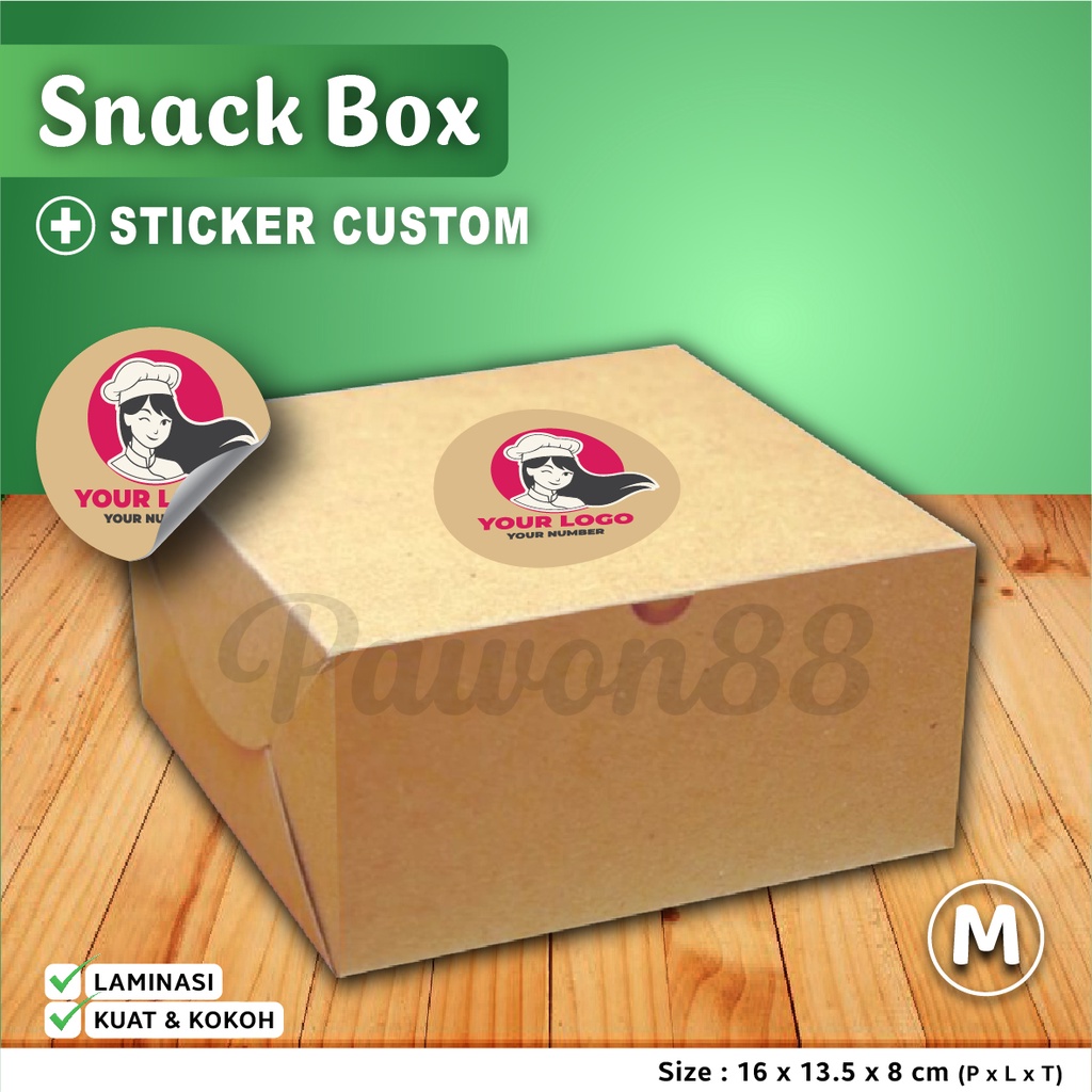

Paket Combo Box Kotak Dus SNACK BOX + Stiker Logo Custom (50 Set)