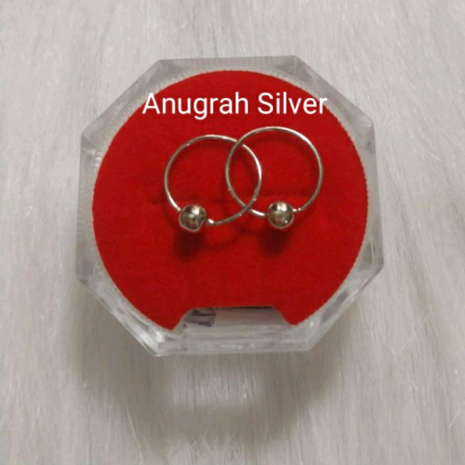 Anting kenip bayi,anak &amp; remaja pentol polos kilau putih perak asli 925/Silver 925 lapisan emas putih murni!!!