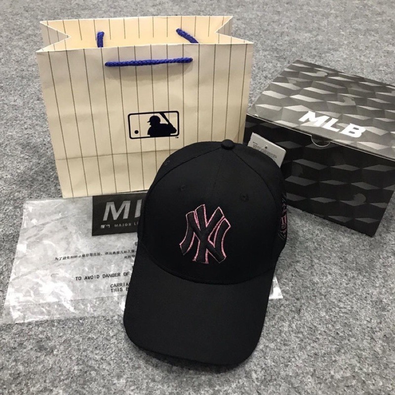 Topi MLB Original Import - NY Black Down Pink