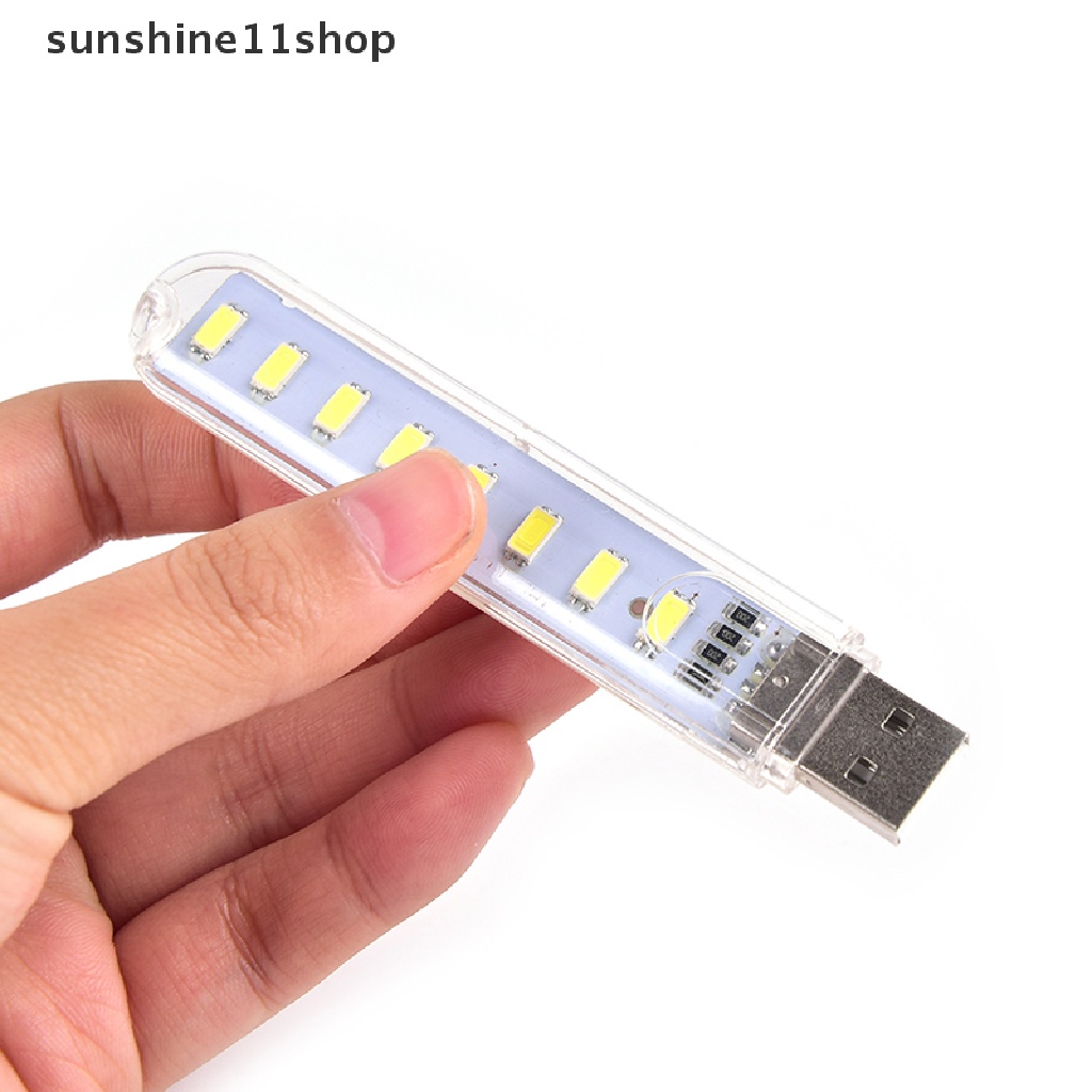 (SHO) Lampu Malam 8-LED Mini Portable Tenaga USB Untuk PC / Laptop