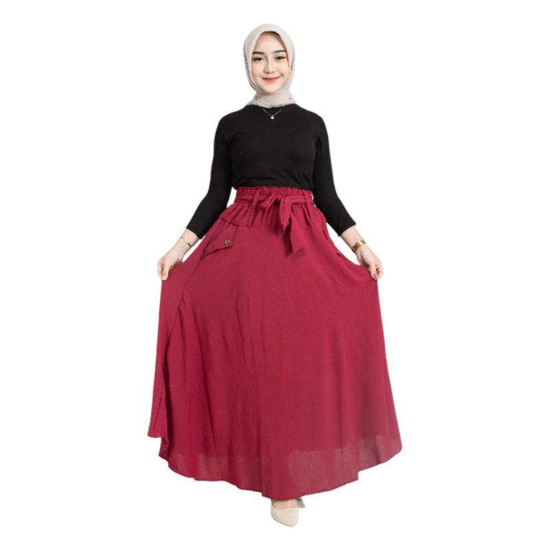 Rok Payung Lebar Bahan Cringkel Bigsize BB 45~65kg