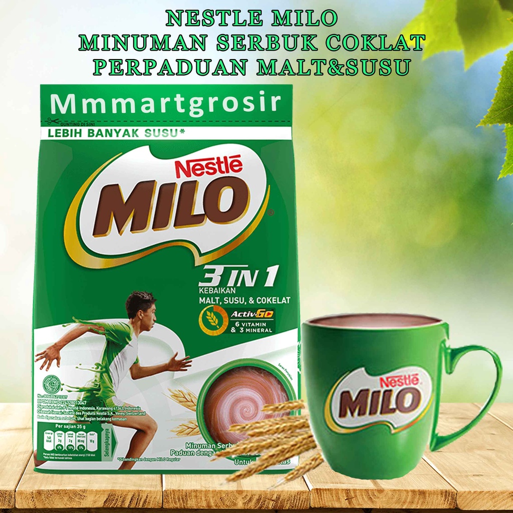 Nestle Milo / Milo 3 IN 1 / Serbuk Cokelat Malt&amp;Susu / 800g