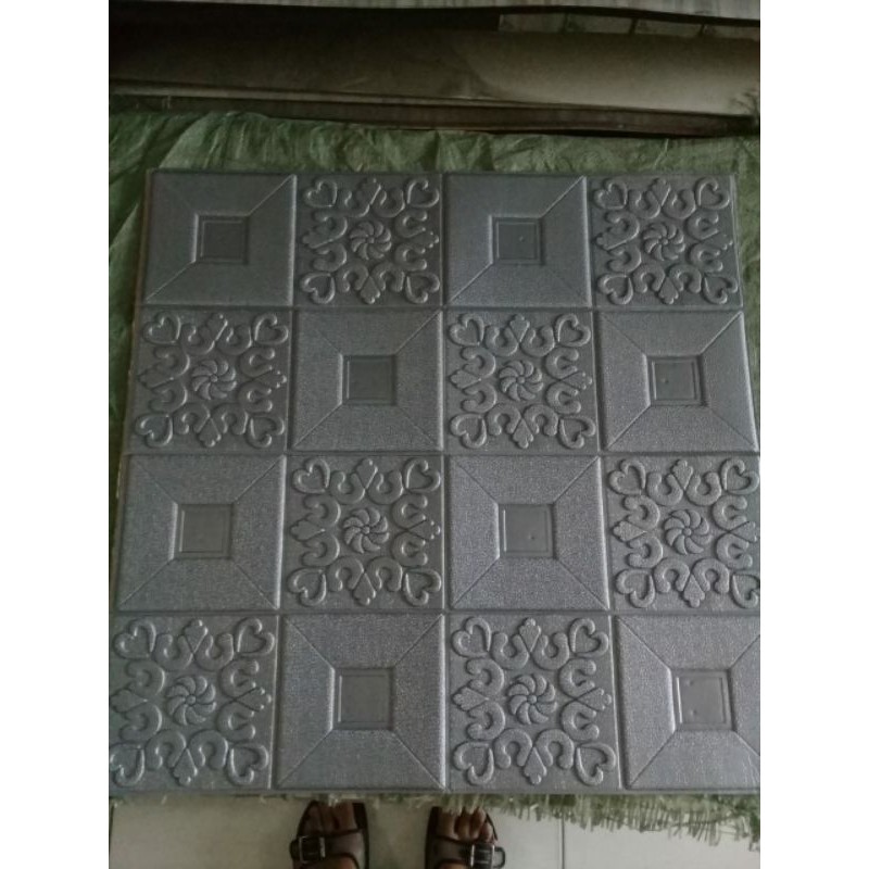 COD Wallpaper 3D Modern Batik Kubik Foam Stiker-Abu 2