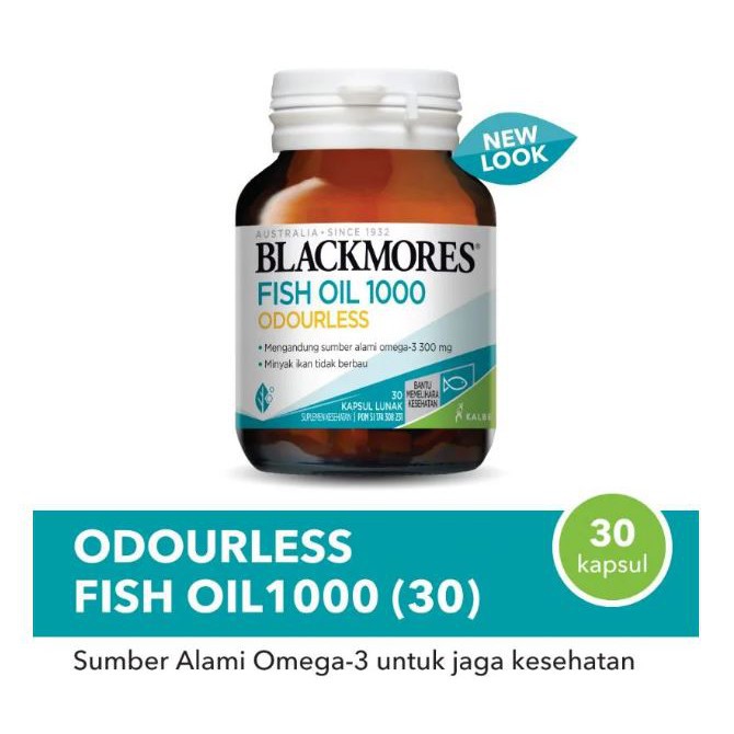 Big Sale!! Blackmores Odourless Fish Oil 1000 mg [GRATIS BUBBLE] Isi 30 Kapsul Lunak