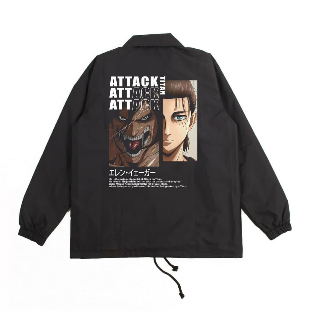 Jaket Coach Jacket Eren Yeager Attack On Titan Terbaru dan Termurah