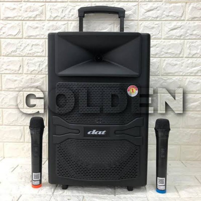 SPEAKER TROLLEY SPIKER TROLI DAT DT1210FT DT1210FTX2 DT 1210 FT X2 FTX2 ECO PLUS ACTIVE AKTIF WIRELESS PORTABLE 12 IN INCH " BLUETOOTH USB AUX TF FM MIC ADA RODA BISA DITARIK SENAM FREE MICROPHONE BLUETOOTH USB SD CARD RADIO FM BISA DICAS RECHARGEABLE