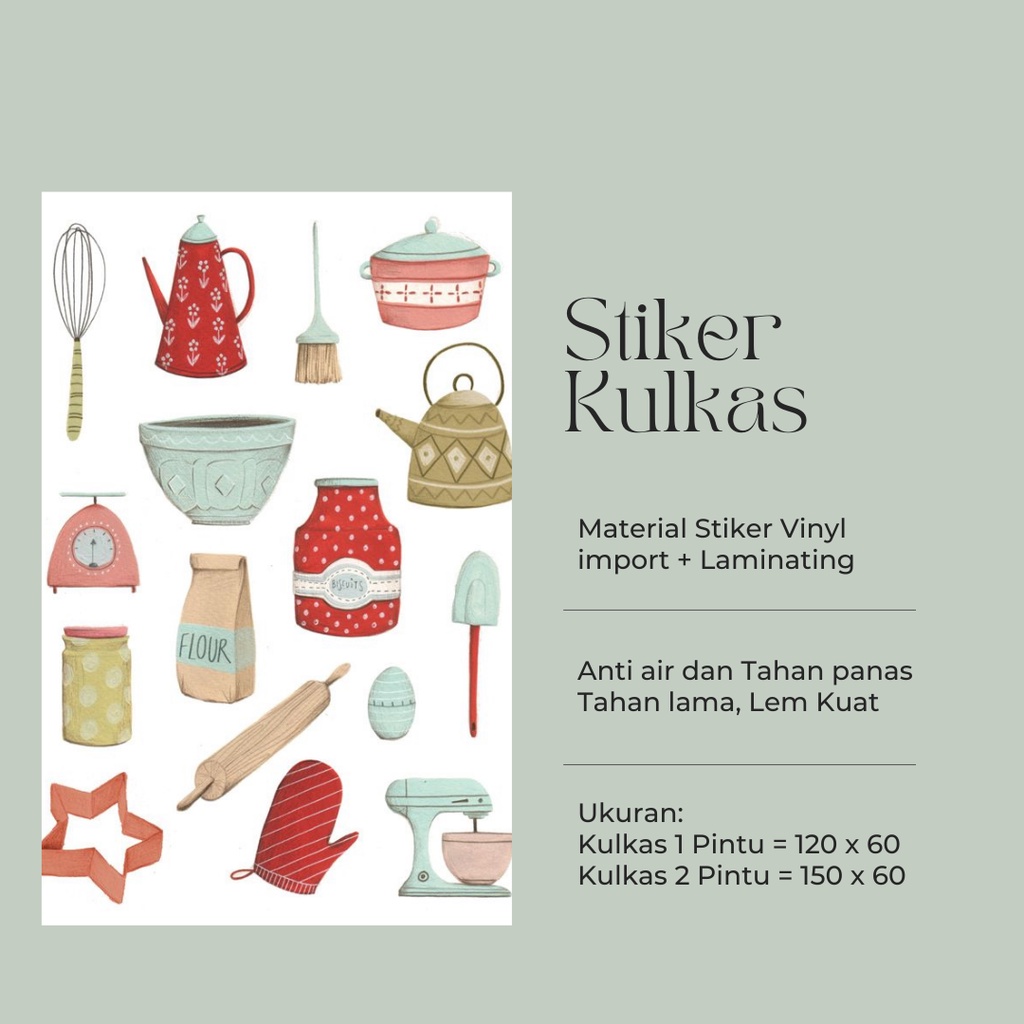 Stiker Kulkas 1 Pintu dan 2 Pintu Motif Kitchen Kode KN-14 - FX