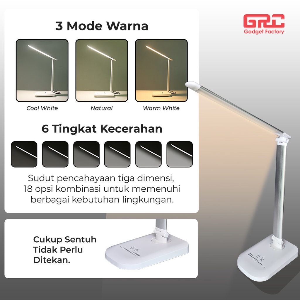 Lampu Meja Belajar LED Reading Lamp Portable Lampu Baca Sentuh Anak