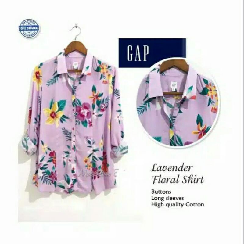 GAP LAVENDER FLORAL SHIRT ORIGINAL100 %