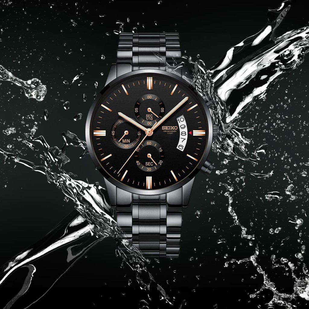 Jam Tangan Pria Analog Rantai Tanggal On + Kotak