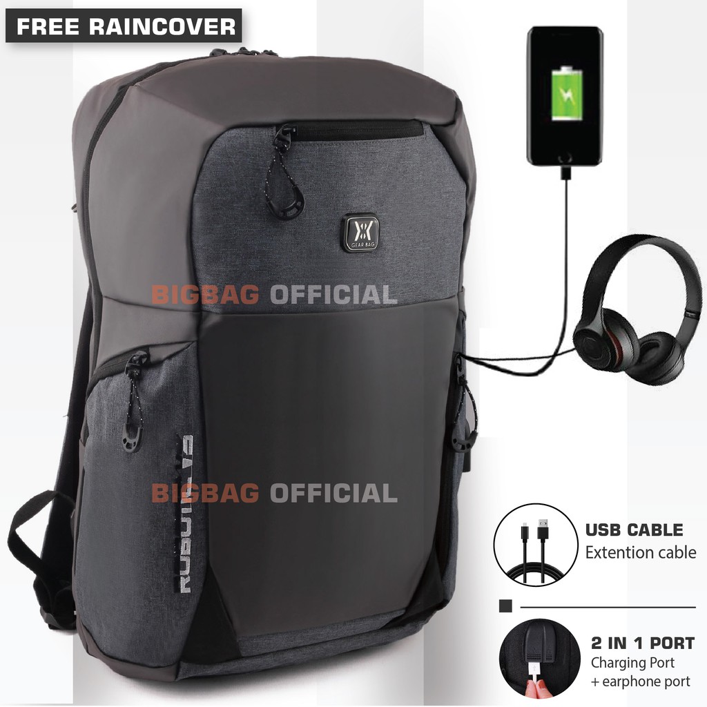 Tas Ransel Pria Gear Bag 13133  - ROBOTIC LV5 - Laptop Backpack + FREE Raincover Promo Diskon Murah