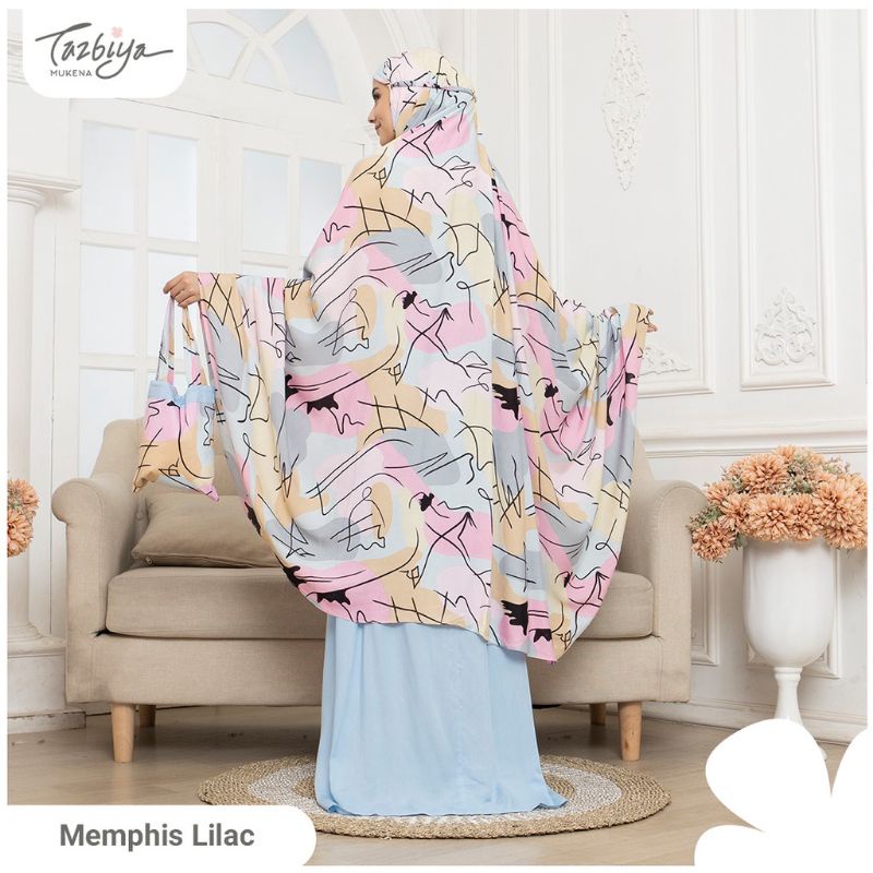 Mukena Tazbiya Memphis Flower Lilac