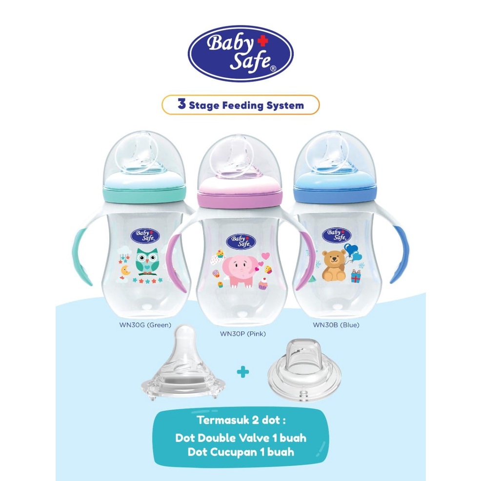 Baby Safe 3 Stage Feeding System With Handle Botol Susu Motif 250ml WN30