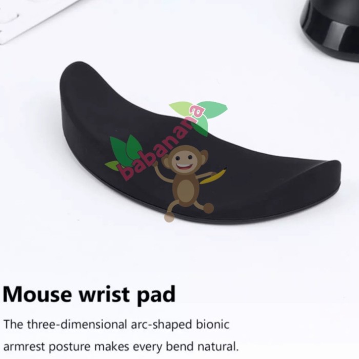 Mouse wrist pad alas tangan arm rest sandaran ergonomis lengan hitam