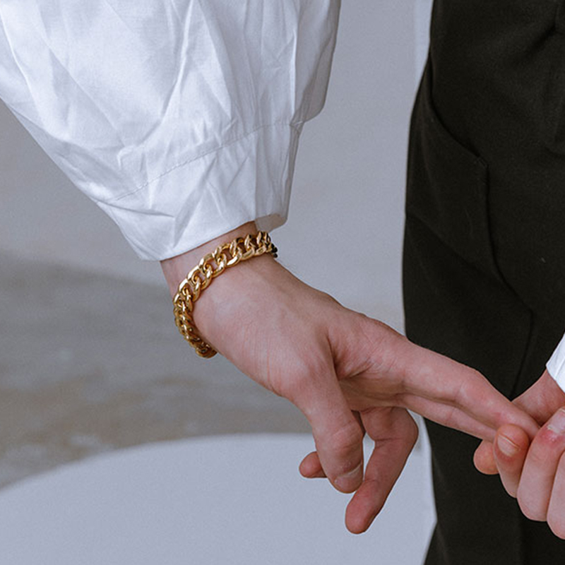 Gelang Rantai Emas Besar Gaya Vintage Korea Hip-Hop Untuk Wanita