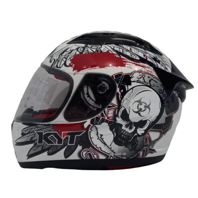 Helm KYT fullface KYT RC7 RC seven motif-#13 white red