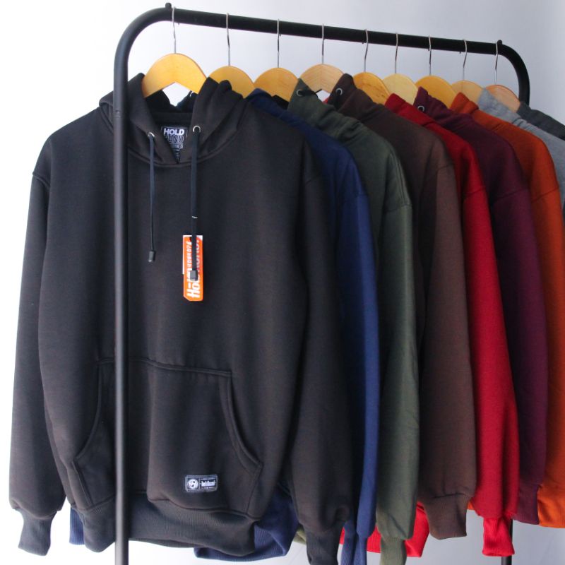 Jaket Sweater Hoodie Polos Pria Wanita Switer Cowok Premium Distro (BAYAR DI TEMPAT)-Hitam