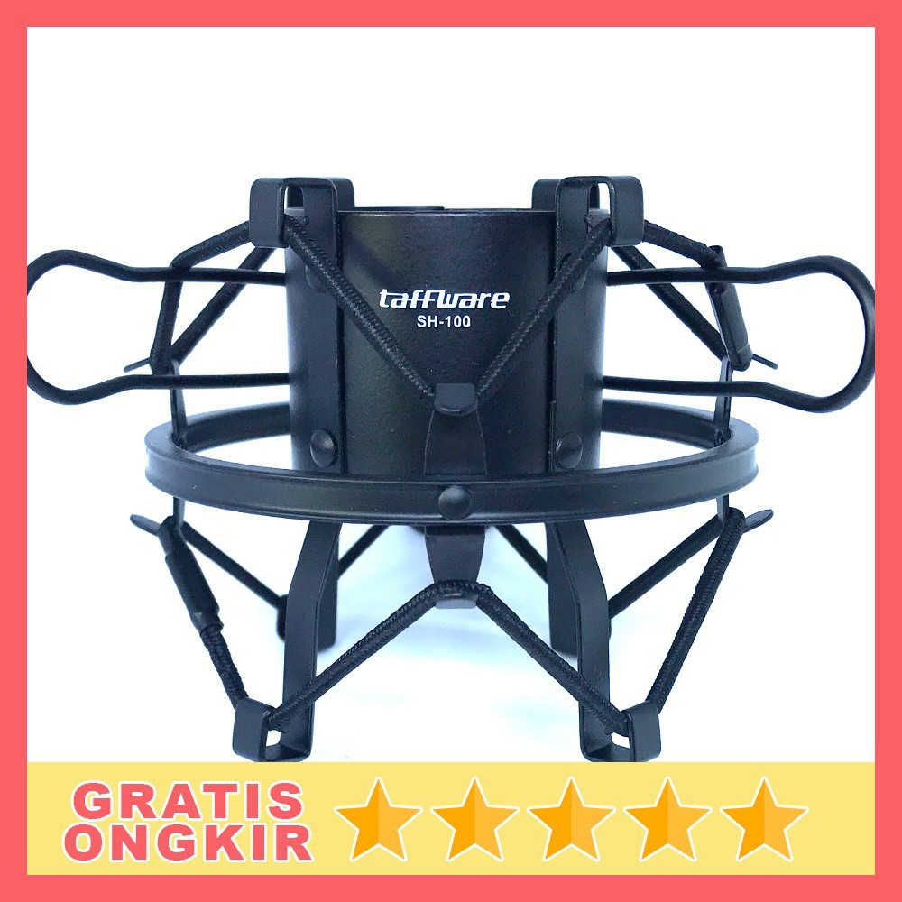Taffware Holder Mikrofon Shockproof SH-100 Black Grab Medan