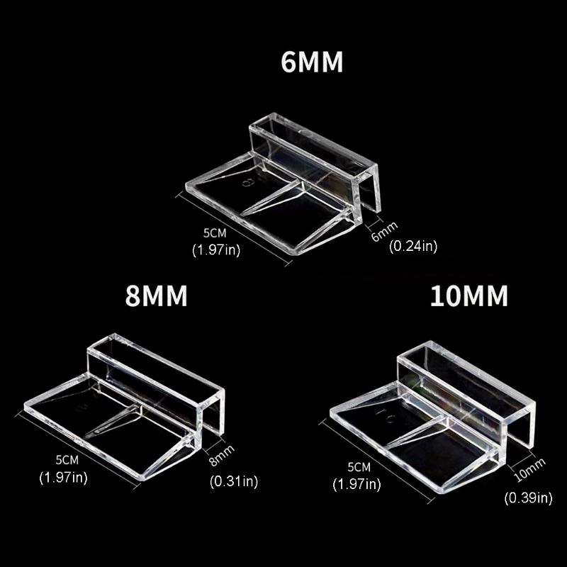 10pcs Klip Holder Tutup Tangki Akuarium Ikan Bahan Akrilik Ukuran 6mm/8mm/10mm